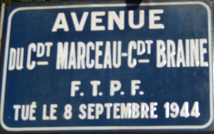 Une avenue de Besançon porte le nom de Cdt Marceau CDT Braine : c'est l'ancienne rue Chastres-Montjoux située derrière la gare Viotte. Elle débouche rue Midol.