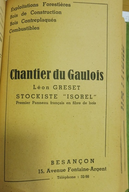 Publicité publiée dans l'annuaire fournier de 1962 pour kle chantier du Gaulois