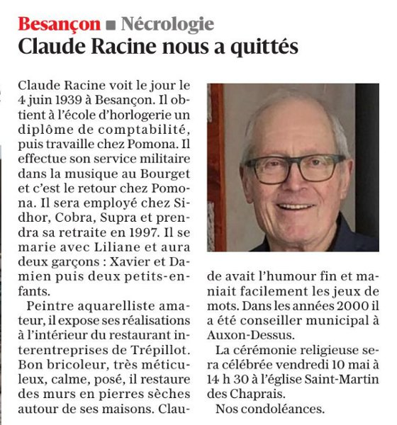 Est 9/5/24 Claude Racine