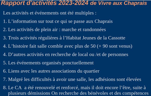 AG 2024 rapport d'activités